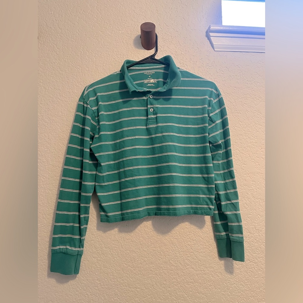 Arizona Cropped Stripped Rugby Polo Top M